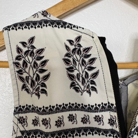 Anthropologie Woodblock Midi Dress Floral Print Fit & Flare White Black US 6 - Picture 9 of 11